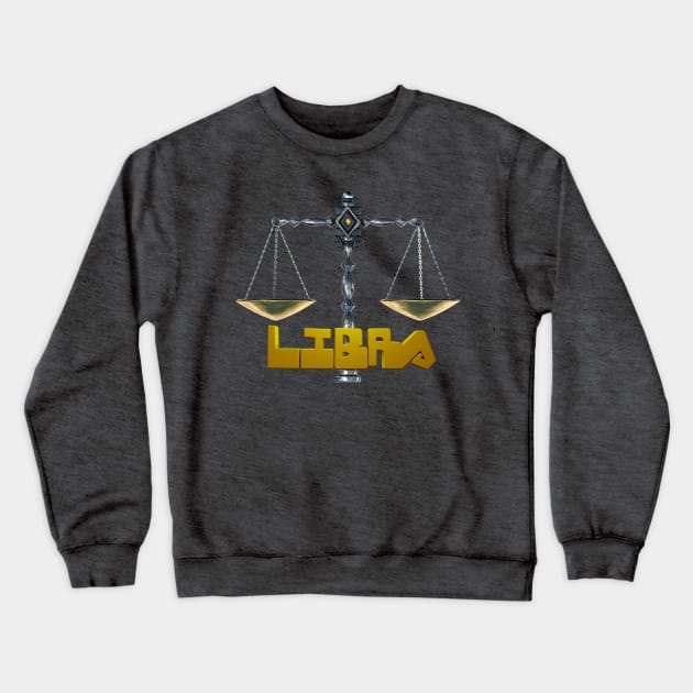 Front and Back 3D Libra Scales Crewneck Sweatshirt by NochTec